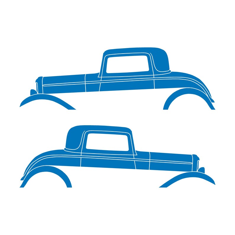 1932年式フォード3ウィンドウクーペ用カーシルエットデカールステッカー2枚セット Sky Blue