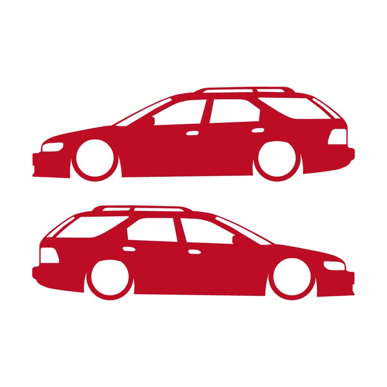Set med 2 sänkta silhuettdekaler för Honda Accord 5:e generationen 1993-97 kombi Röd