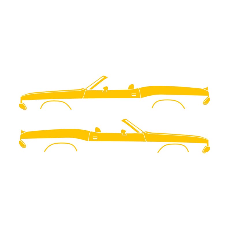 Set Of 2 Car Silhouette Decal Stickers For Dodge Challenger Classic Convertible Yellow