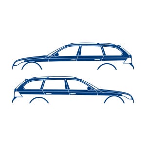 Set Of 2 Car Silhouette Decal Stickers For BMW E61 5-series Touring Blue