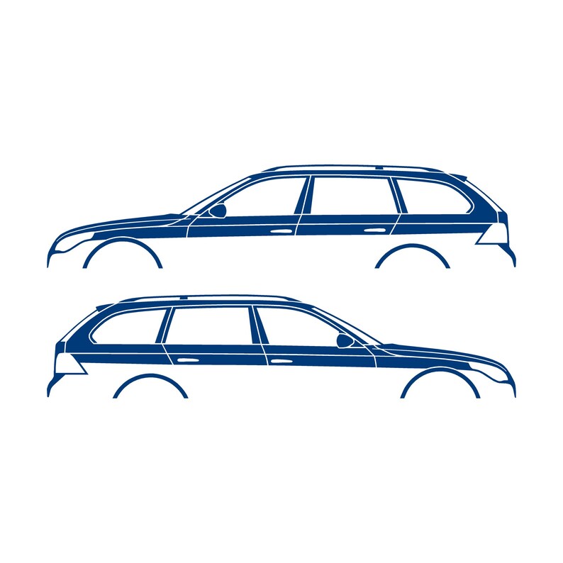 Set Of 2 Car Silhouette Decal Stickers For BMW E61 5-series Touring Blue