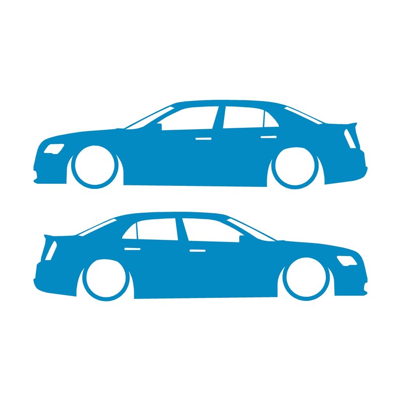 Set Of 2 Lowered Car Silhouette Decal Stickers For Chrysler 300 300C 2nd Gen 2011+ Sedan Light Blue
