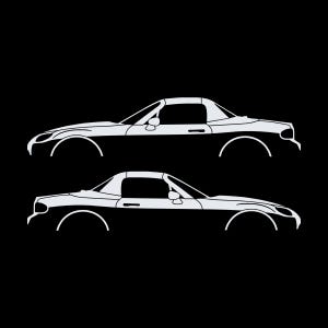 Set Of 2 Lowered Car Silhouette Decal Stickers For Mazda Miata MX5 NC White