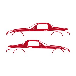 Set Of 2 Lowered Car Silhouette Decal Stickers For Mazda Miata MX5 NC Red