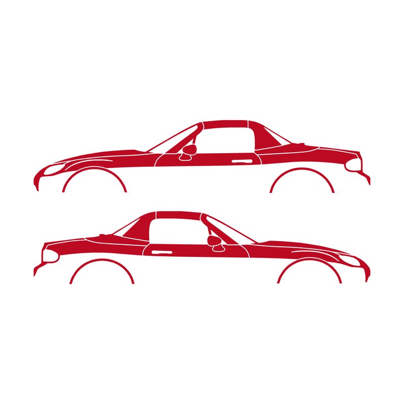Set Of 2 Lowered Car Silhouette Decal Stickers For Mazda Miata MX5 NC Red