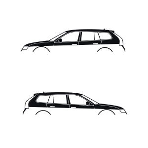 Juego de 2 pegatinas con silueta de coche para Saab 9-3 Early Spec 2nd Gen Sports Tourer Wagon Negro