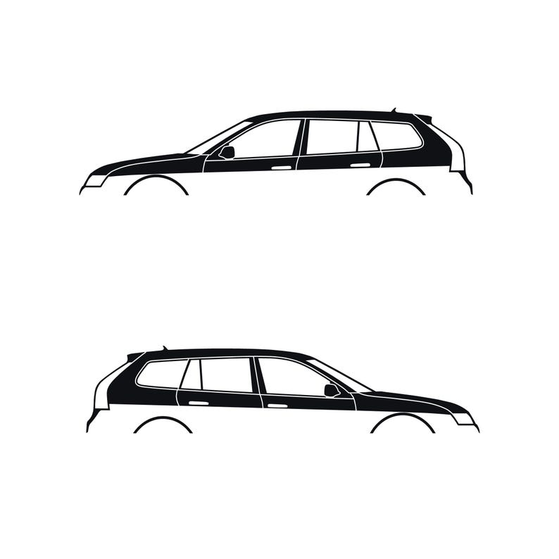 Juego de 2 pegatinas con silueta de coche para Saab 9-3 Early Spec 2nd Gen Sports Tourer Wagon Negro