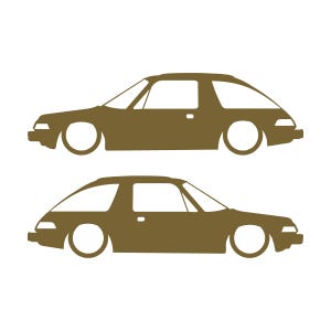 Juego de 2 pegatinas decorativas con silueta de coche rebajado para AMC Pacer Classic Oro
