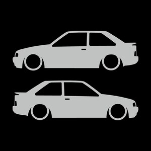 Set Of 2 Car Silhouette Decal Stickers For Ford Escort Mk4 RS Turbo XR3i Light Grey