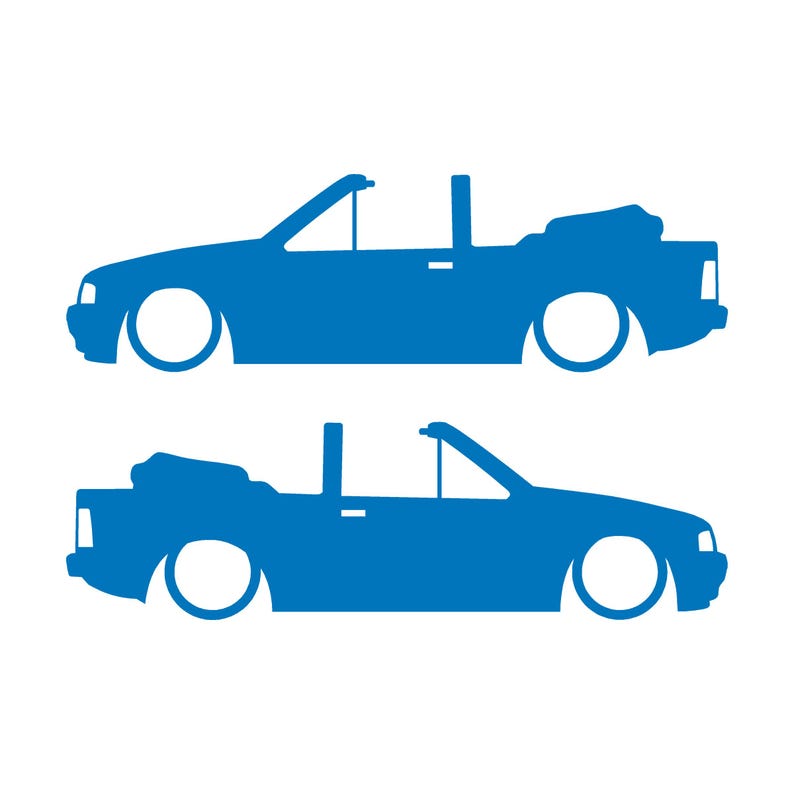 Set Of 2 Car Silhouette Decal Stickers For Ford Escort Mk4 Convertible Sky Blue