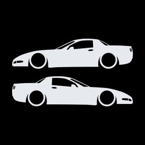 Juego de 2 pegatinas decorativas con silueta de coche rebajado para Chevrolet Corvette C5 Z06 Hardtop Coupé Blanco