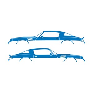 Set mit 2 Auto-Silhouette-Aufklebern für Chevrolet Camaro Z28 2. Generation 1978-79 Coupé Sky Blue