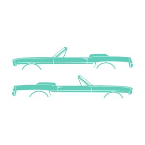 Set Of 2 Car Silhouette Decal Stickers For 1964-66 Ford Mustang Convertible Mint
