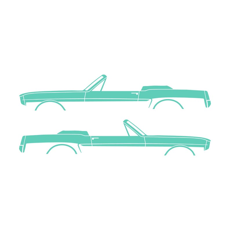 Set Of 2 Car Silhouette Decal Stickers For 1964-66 Ford Mustang Convertible Mint