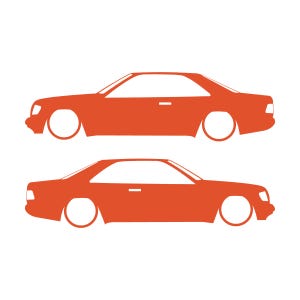 Set Of 2 Car Silhouette Decal Stickers For The Mercedes C124 E-Class W124 Coupe Orange