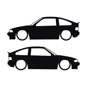 Set Of 2 Lowered Car Silhouette Decal Stickers For Honda CRX Si AF 1984–1987 1st Gen Black