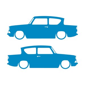 Lot de 2 autocollants silhouette de voiture pour Ford Anglia 105e Light Blue