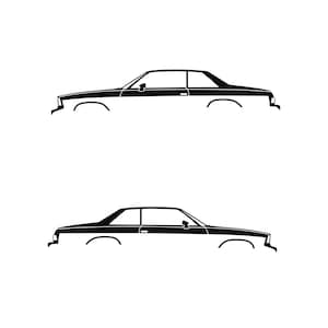 Set Of 2 Lowered Car Silhouette Decal Stickers For Chevrolet Malibu G-Body Coupe Black