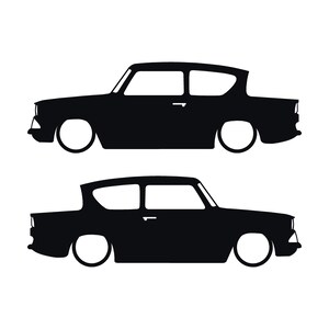Lot de 2 autocollants silhouette de voiture pour Ford Anglia 105e Noir
