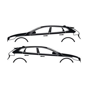 Set Of 2 Car Silhouette Decal Stickers For Volvo V40 2012-19 Black