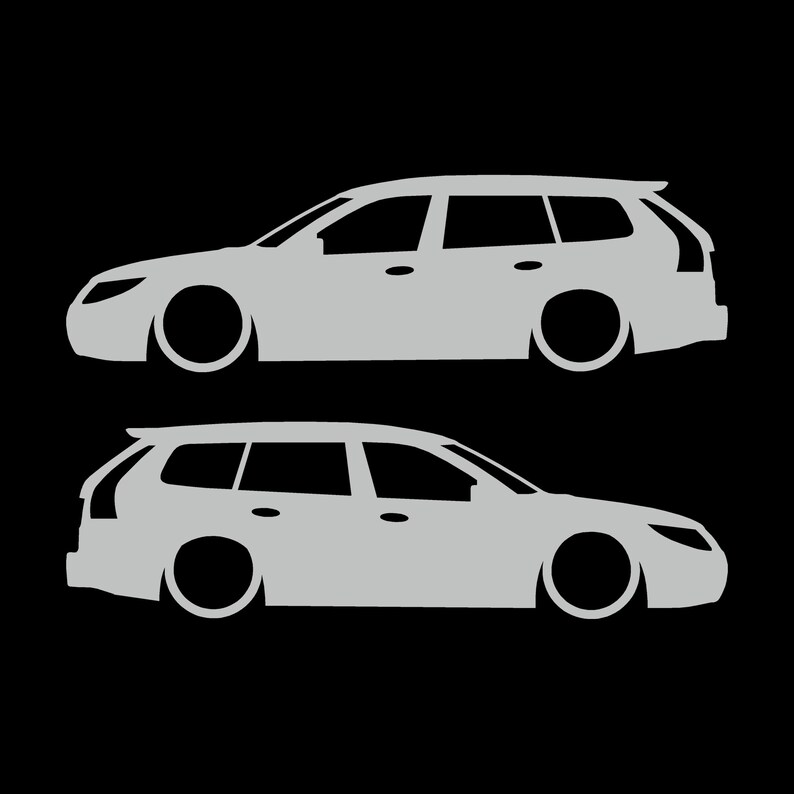 Set van 2 verlaagde autosilhouet-stickers voor Saab 9-3 Facelift 2e generatie SportCombi Light Grey
