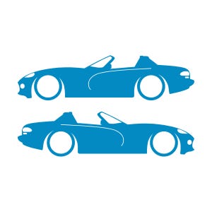 Set mit 2 Aufklebern für tiefergelegte Fahrzeuge für Dodge Viper Roadster der 1. Generation Light Blue