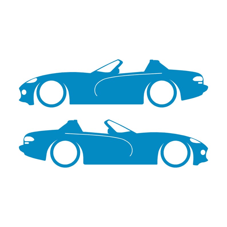 Set mit 2 Aufklebern für tiefergelegte Fahrzeuge für Dodge Viper Roadster der 1. Generation Light Blue