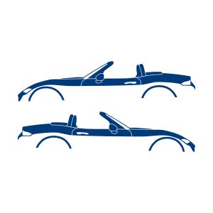 Set Of 2 Lowered Car Silhouette Decal Stickers For Mazda Miata MX5 ND Blue
