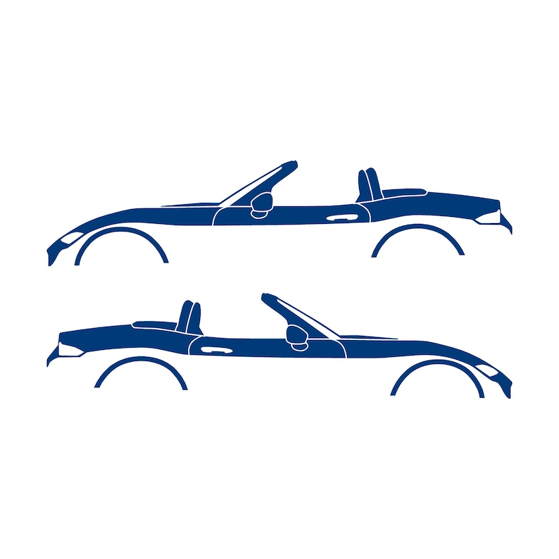 Set Of 2 Lowered Car Silhouette Decal Stickers For Mazda Miata MX5 ND Blue