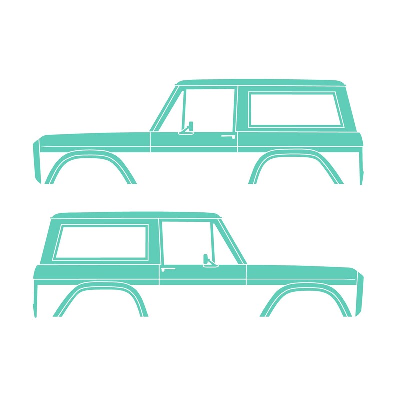 Set Of 2 Car Silhouette Decal Stickers For Classic Ford Bronco 1st Gen Top Removed Mint