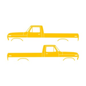 Set Of 2 Lifted Truck Silhouette Decal Stickers For Ford F100 1973-79 6th Gen Pickup Yellow