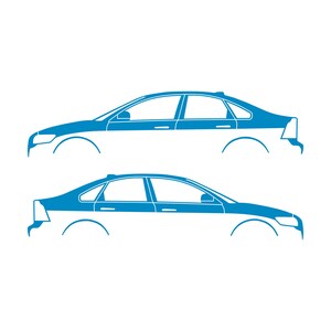 Set Of 2 Car Silhouette Decal Stickers For Volvo S40 2nd Gen Light Blue