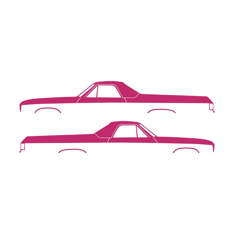 Set Of 2 Car Silhouette Decal Stickers For 1974 Chevrolet El Camino 4th Gen Pink