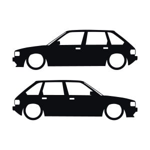 Set Of 2 Lowered Car Silhouette Decal Stickers For Austin Maestro Black