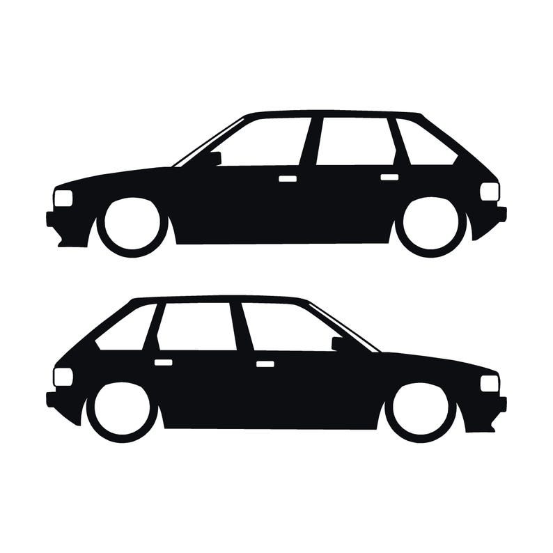 Set Of 2 Lowered Car Silhouette Decal Stickers For Austin Maestro Black