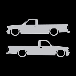 Set med 2 lastbilssilhuettdekaler för Dodge Dakota 1:a generationens single cab pickup Silver