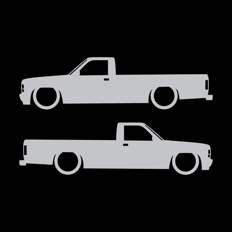 Set med 2 lastbilssilhuettdekaler för Dodge Dakota 1:a generationens single cab pickup Silver