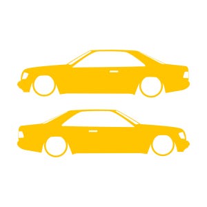 Set Of 2 Car Silhouette Decal Stickers For The Mercedes C124 E-Class W124 Coupe Yellow