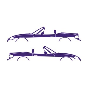 Set Of 2 Lowered Car Silhouette Decal Stickers For Mazda Miata MX5 NB Purple