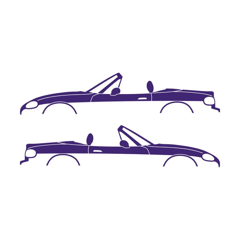 Set Of 2 Lowered Car Silhouette Decal Stickers For Mazda Miata MX5 NB Purple
