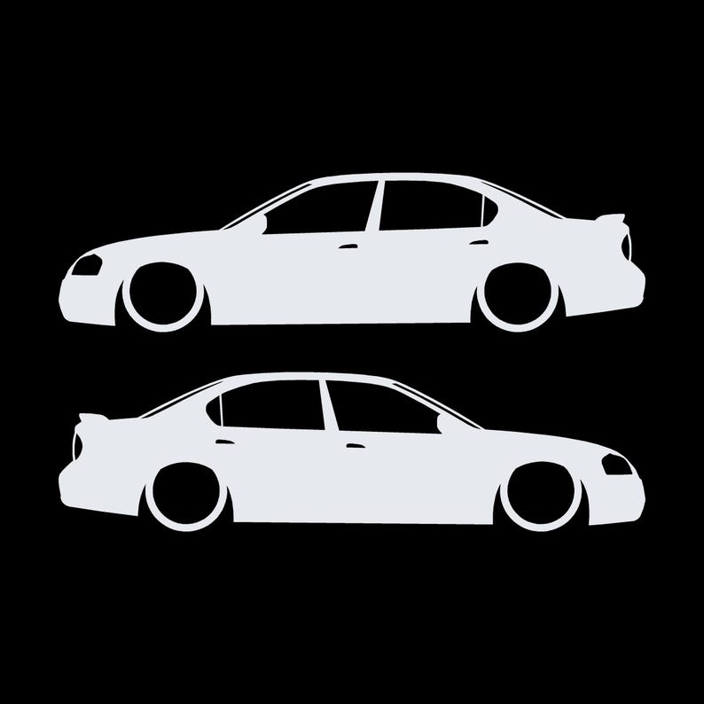 Juego de 2 pegatinas decorativas con silueta de coche rebajado para Nissan Maxima de 5ª generación. Blanco