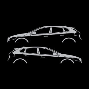 Set Of 2 Car Silhouette Decal Stickers For Volvo V40 2012-19 Silver