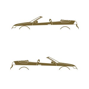 Set Of 2 Car Silhouette Decal Stickers For Saab 9-3 Early Spec 2nd Gen Convertible Gold