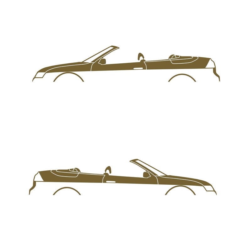 Set Of 2 Car Silhouette Decal Stickers For Saab 9-3 Early Spec 2nd Gen Convertible Gold