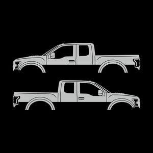 Set Of 2 Car Silhouette Decal Stickers For Ford Raptor F150 2nd Gen 2017 Light Grey