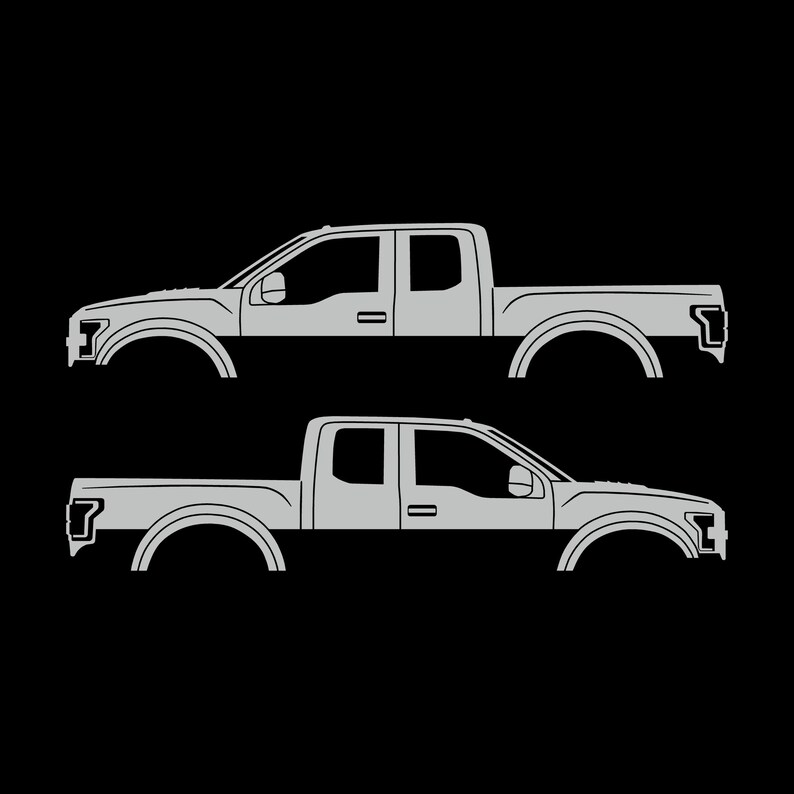 Set Of 2 Car Silhouette Decal Stickers For Ford Raptor F150 2nd Gen 2017 Light Grey