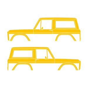 Set Of 2 Car Silhouette Decal Stickers For Classic Ford Bronco 1st Gen Top Removed Yellow