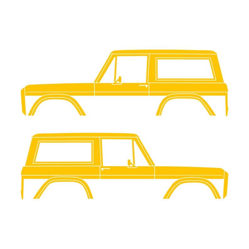 Set Of 2 Car Silhouette Decal Stickers For Classic Ford Bronco 1st Gen Top Removed Yellow
