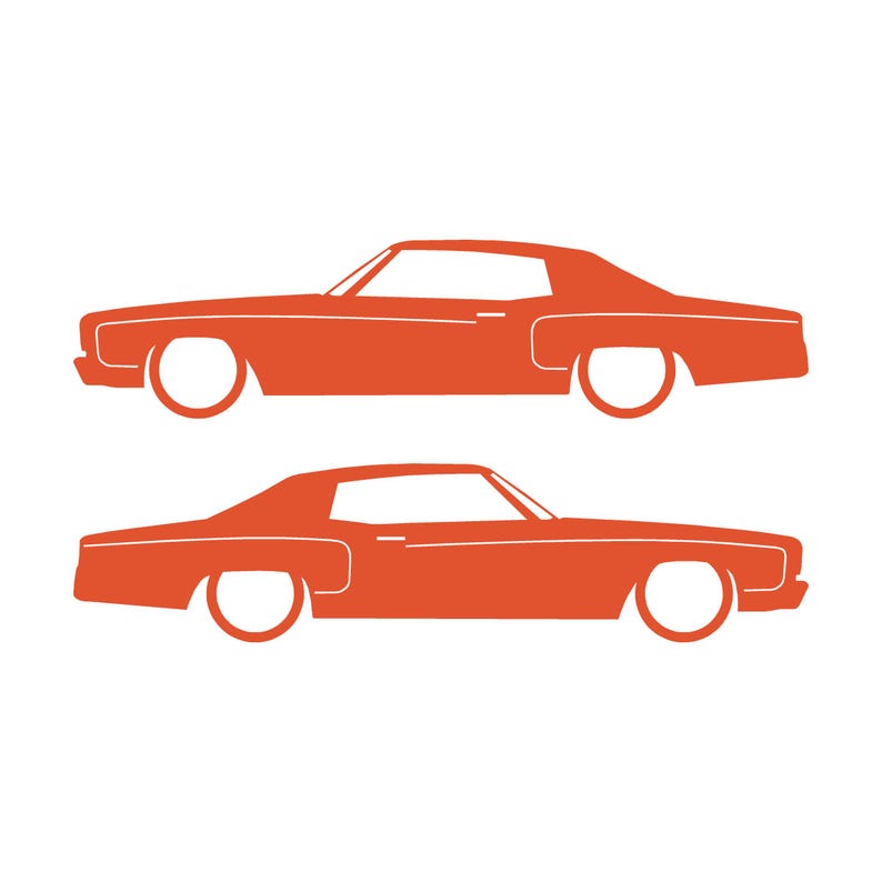 Set Of 2 Car Silhouette Decal Stickers For Chevrolet Monte Carlo 3rd Gen Orange