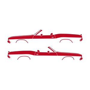Set Of 2 Car Silhouette Decal Stickers For Dodge Challenger Classic Convertible Red